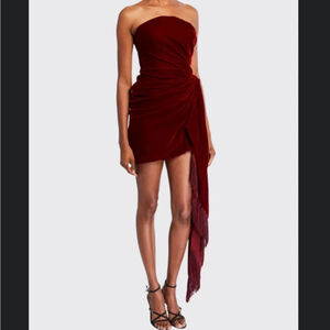 Stunning statement Draped velvet mini cocktail dress Xmas Valentine's Day Sz M
